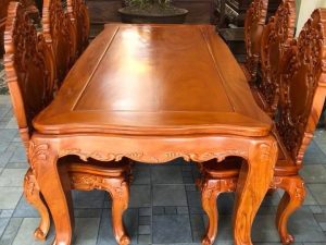 Bàn Ăn Chữ Nhật Gỗ Gõ Đỏ 6 ghế