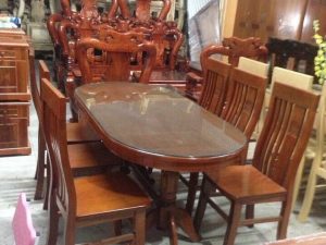 Bàn Ăn Bầu Dục Gỗ Xoan Đào Bắc