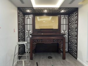 Ban Thờ Gỗ Gõ 197cm tam cấp