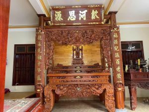 Sập thờ Mai Hóa chân 26 Tam Cấp gỗ Hương Đá