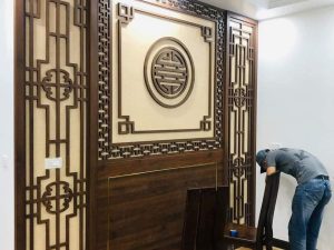 Vách trang trí phòng thờ CNC mẫu 13