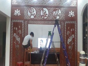 Vách trang trí phòng thờ CNC mẫu 7