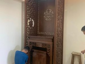 Vách trang trí phòng thờ CNC mẫu 6