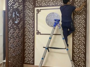 Vách trang  trí phòng thờ CNC mẫu 5